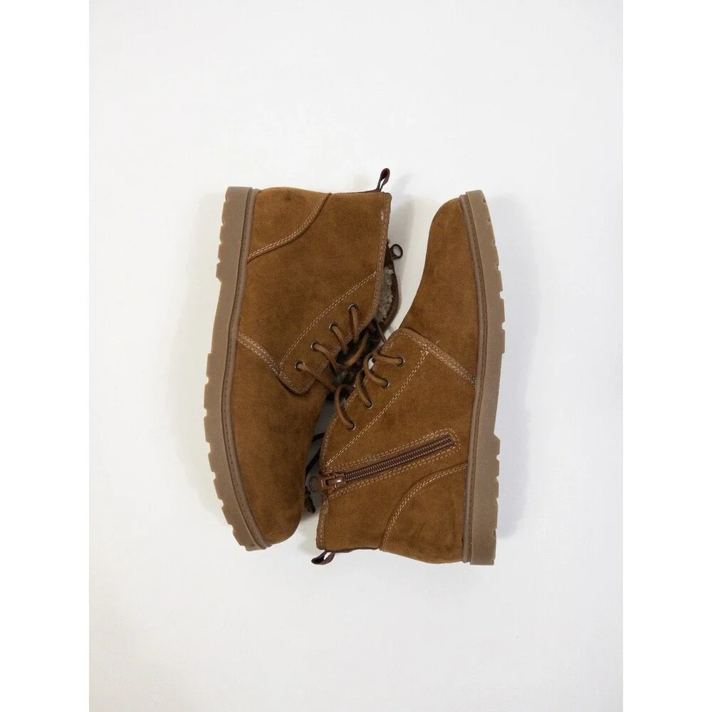 Cat & Jack Boys Size 6 Brown Chukka Shoes With Faux Fur Lining!